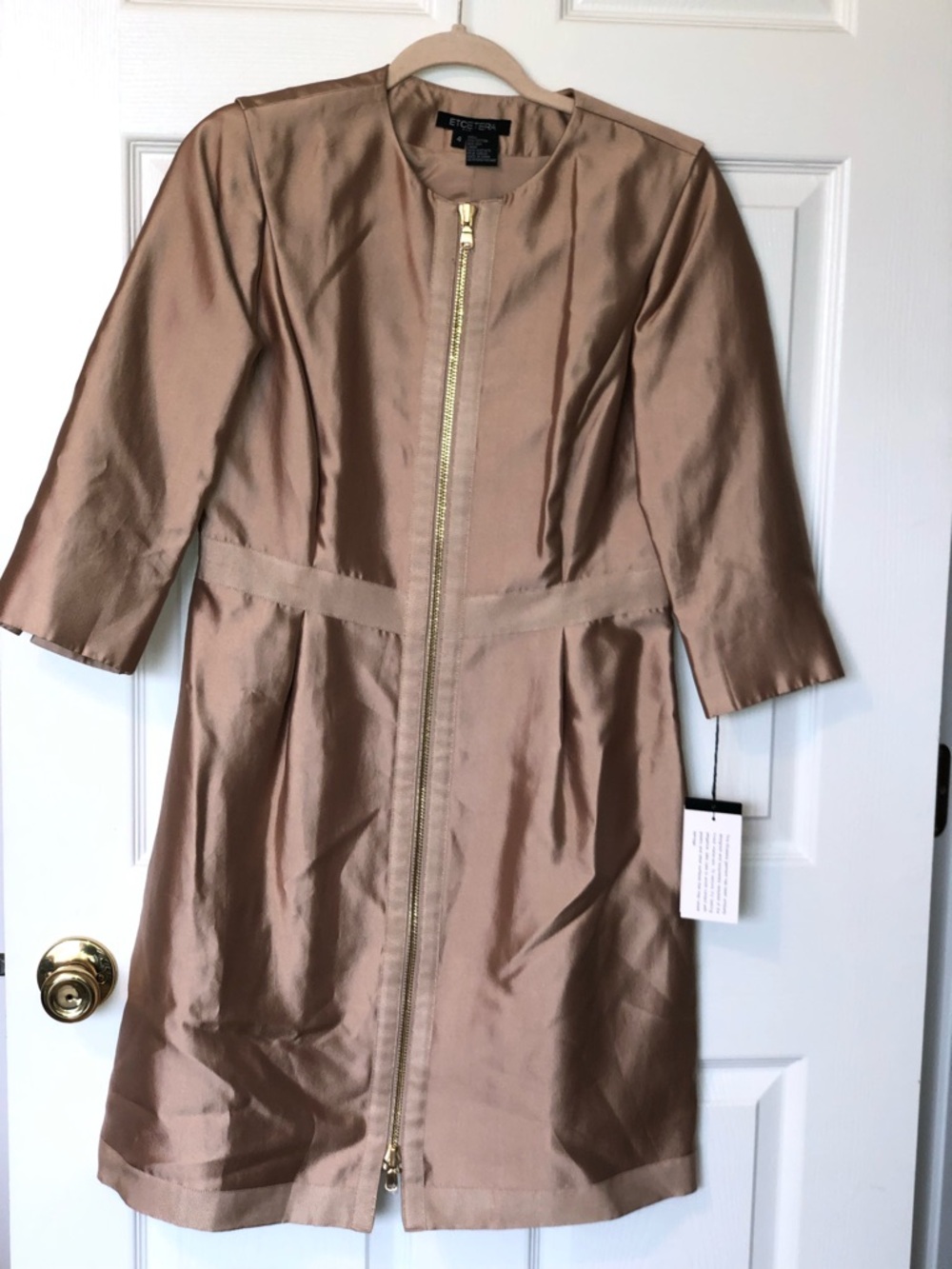 Etcetera Bronze-Satin Zip Dress